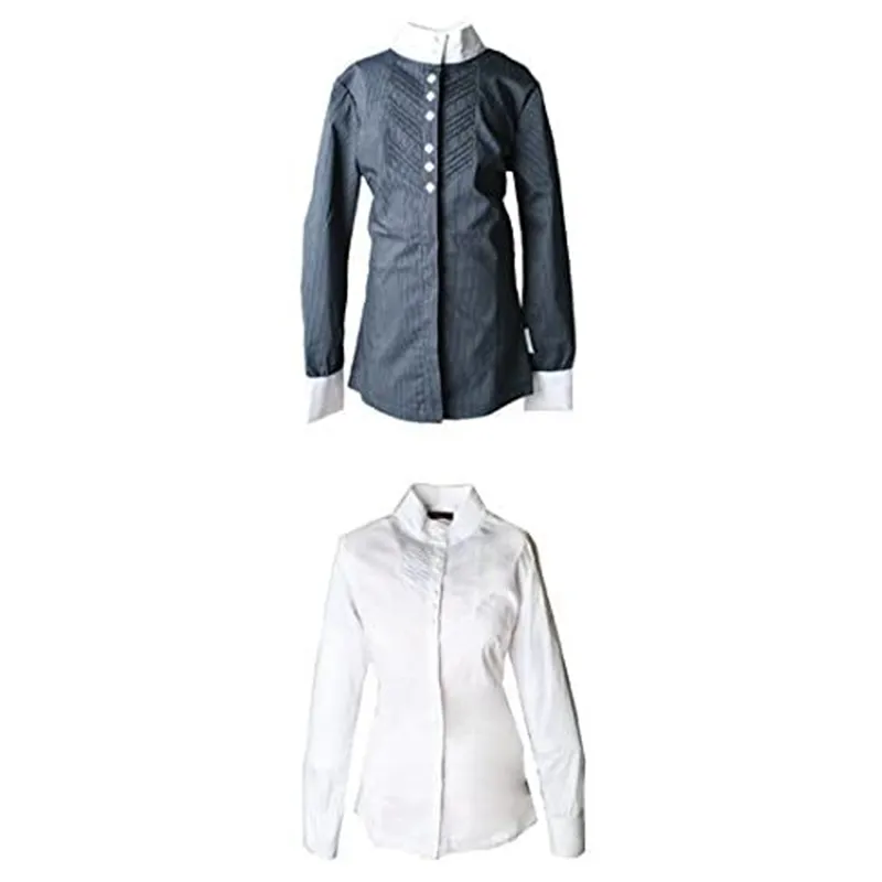 Horseware Competition Shirt Kids Long Sleeve 2 Button - White 